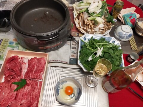 ホットプレートで関西風すき焼き♡